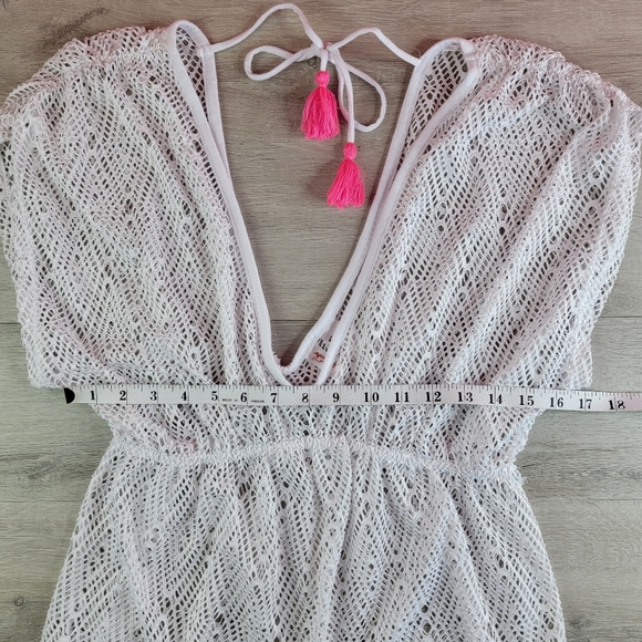 Arizona Jean Co Womens Medium Swimsuit Beach Cover Up White Pink Tassels… - Picture 2 of 7